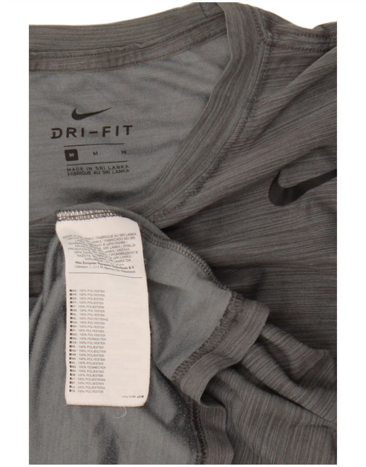 Nike T-shirt top mellem grå stribet polyester til mænd