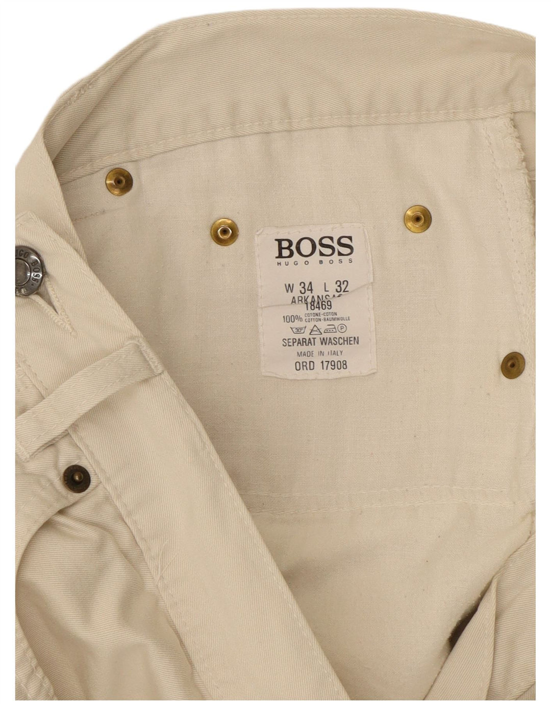 HUGO BOSS Herre Arkansas Tapered Jeans W34 L32 Hvid Bomuld