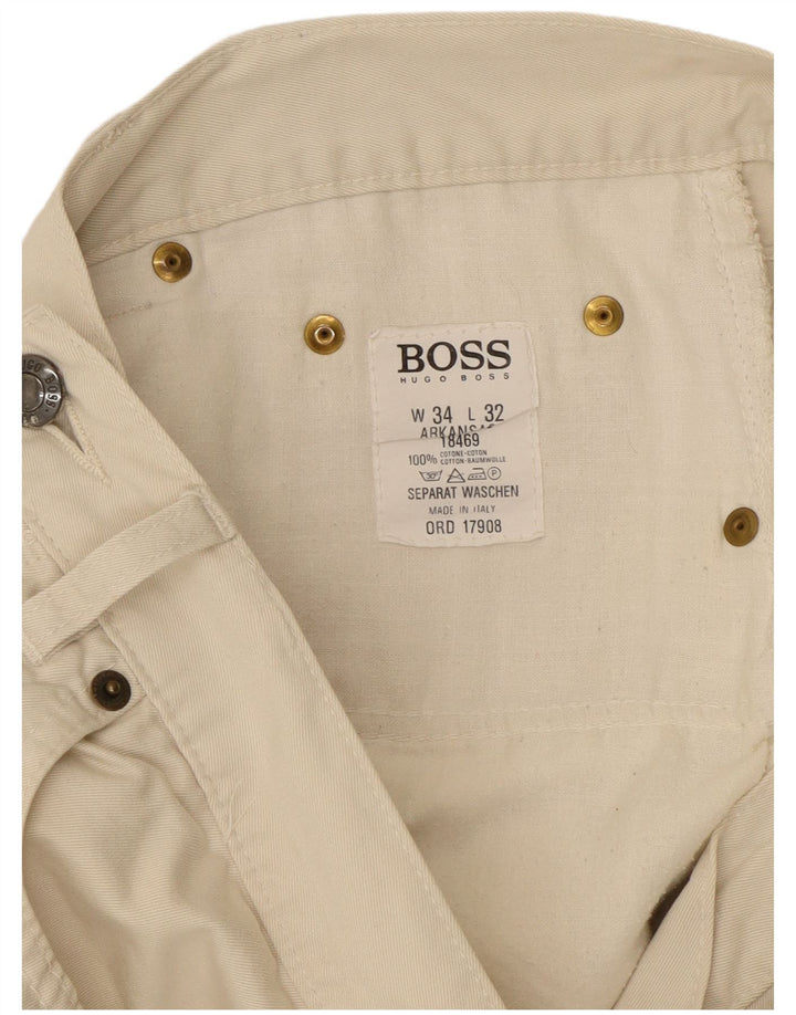 HUGO BOSS Herre Arkansas Tapered Jeans W34 L32 Hvid Bomuld