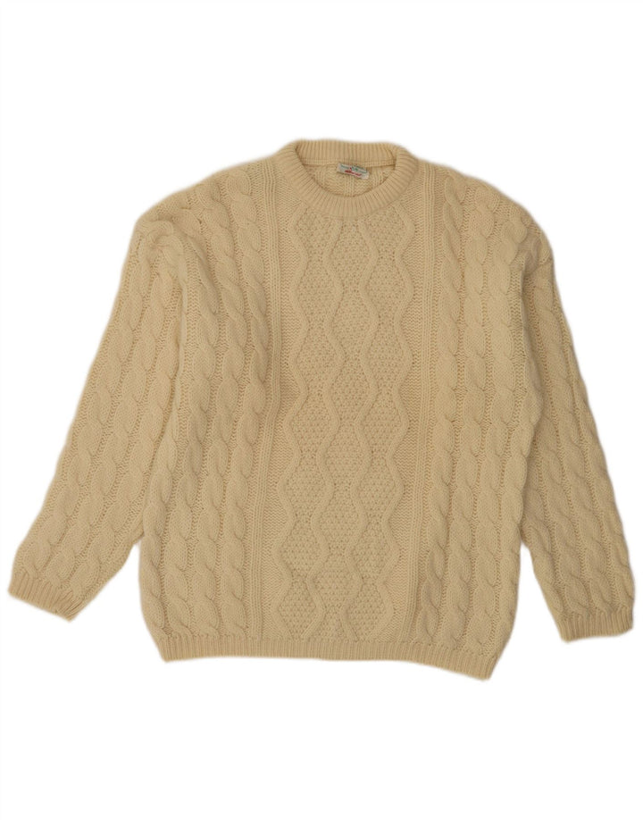 Benetton Herre Crew Neck Jumper Sweater IT 48 Medium Beige Uld