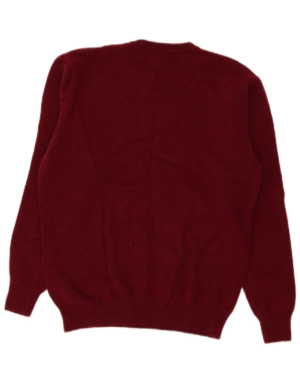 Old River Herre Crew Neck Jumper Sweater Medium Burgundy Virgin Wool
