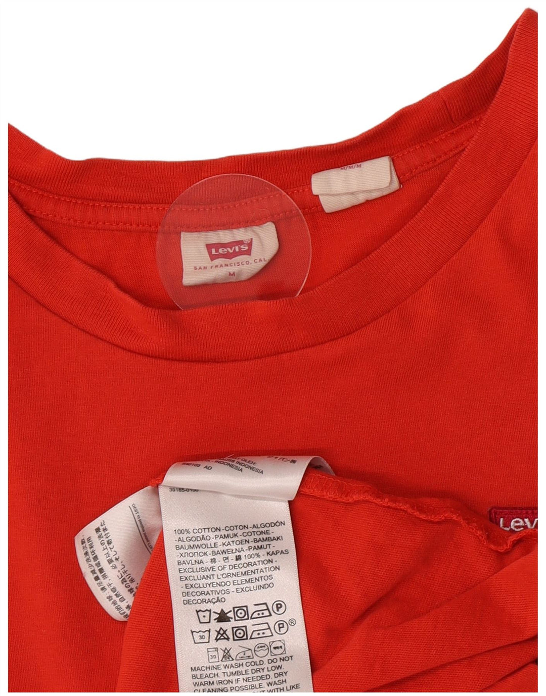 Levi's Dame T-Shirt Top UK 12 Medium Rød Bomuld