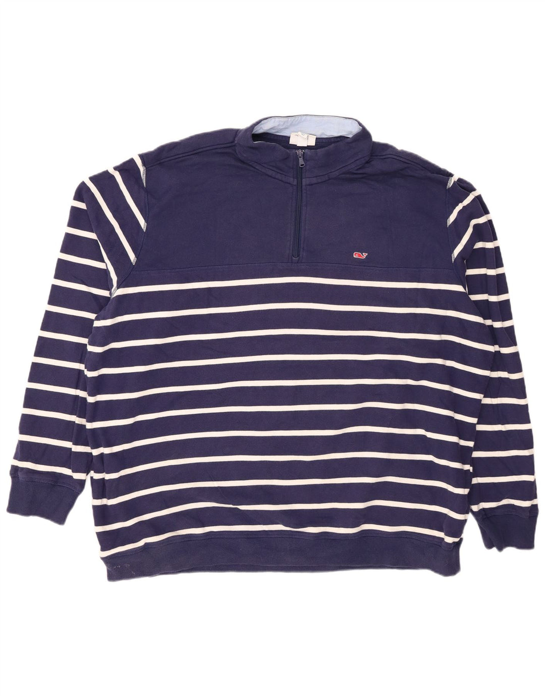 VINEYARD VINES Herre Zip Neck Sweatshirt Jumper 2XL Navy Blue Striped