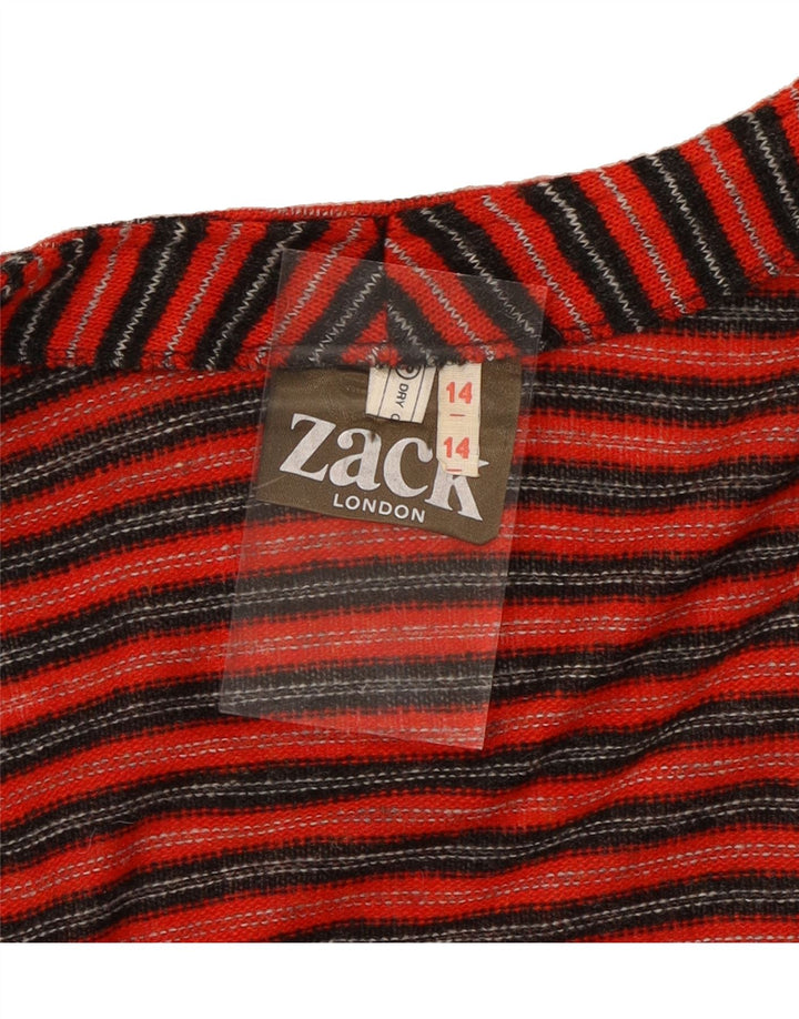 VINTAGE Womens Cardigan Top UK 14 Medium Red Striped Vintage Vintage and Second-Hand Vintage from Messina Hembry 