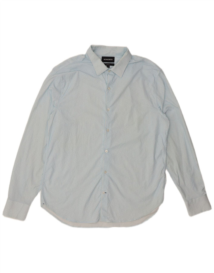 BONOBOS Herre Athletic Fit skjorte Stor blå plettet nylon