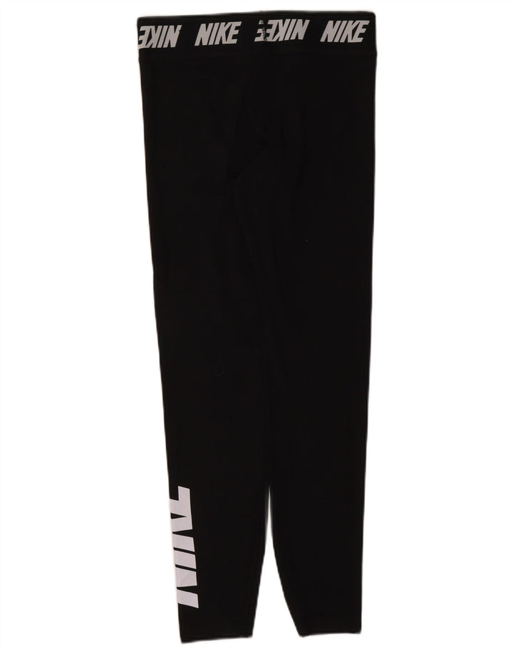 Nike Dame Grafiske Leggings UK 12 Medium Sort Bomuld