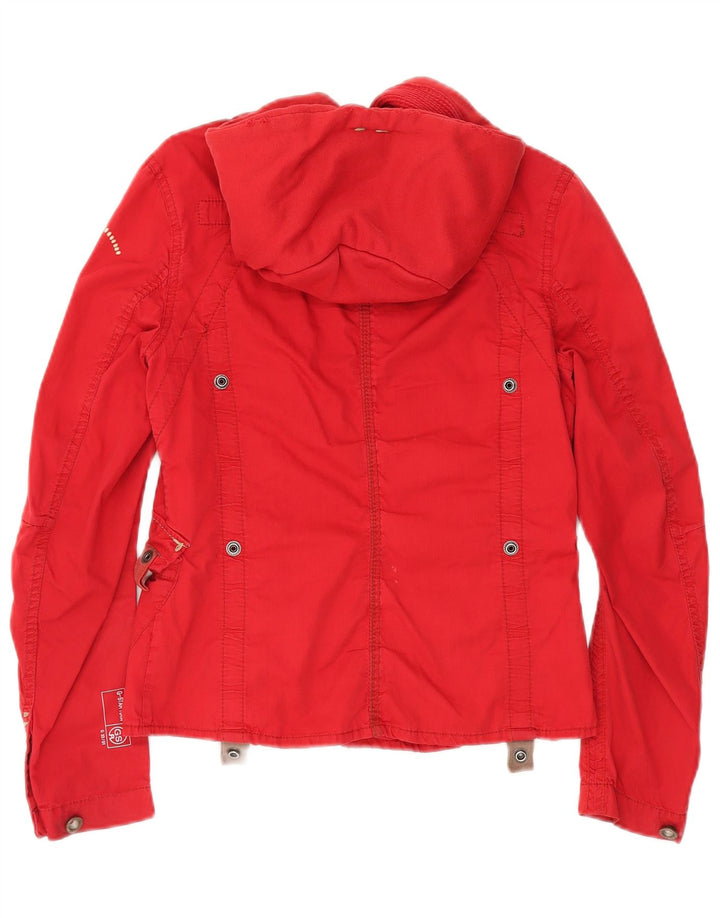 G Star Dame Hooded Utility Jacket UK 14 Medium Red Bomuld