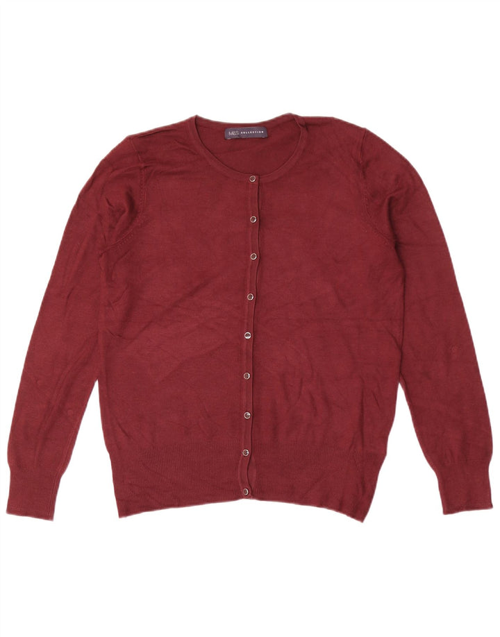 Marks & Spencer Dame Cardigan Sweater UK 10 Small Maroon Viscose