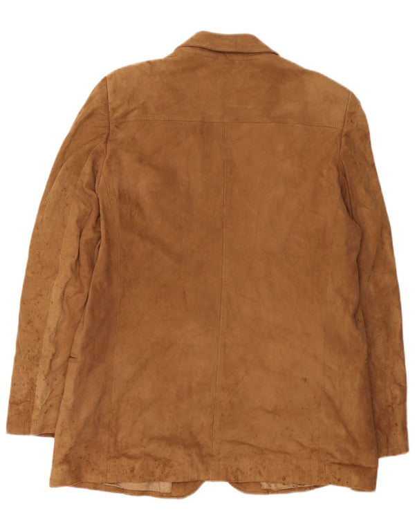 Anfor Dame Ruskind 2 Button Blazer Jacket IT 52 2XL Beige Læder