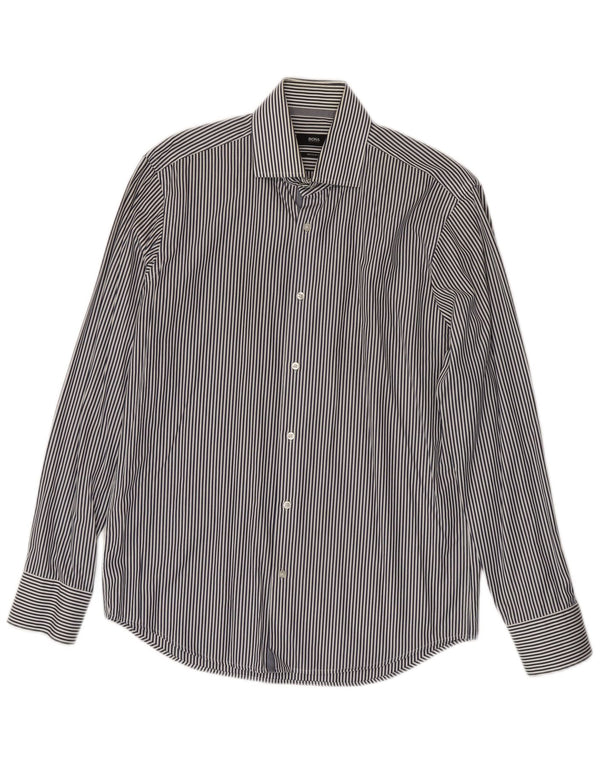 Hugo Boss Herreskjorte Størrelse 39 15 1/2 Medium Navy Blue Pinstripe Classic