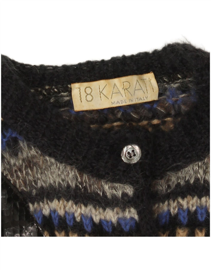 Vintage dame cardigan sweater UK 14 Medium Multicolored Fair Isle
