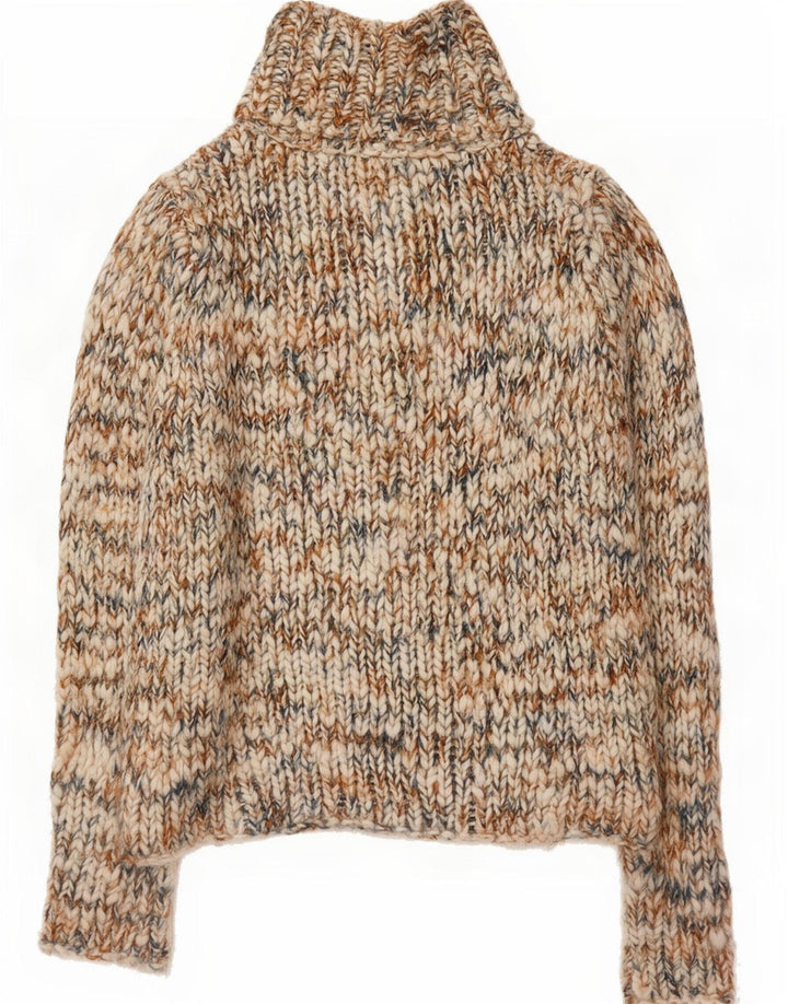 Delt Dame Roll Neck Jumper Sweater EU 36 Small Multicolored Flecked