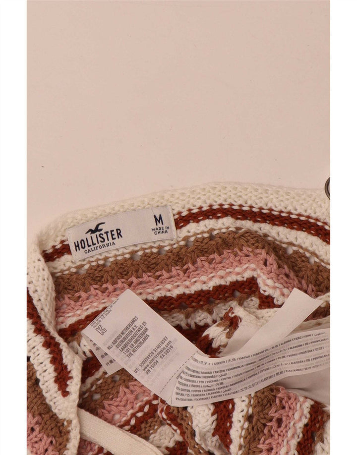 Hollister Knit Crop Top til kvinder UK 12 Medium Flerfarvet stribet bomuld
