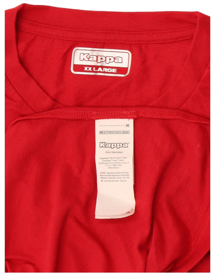 Kappa Herre T-Shirt Top 2XL Rød Bomuld