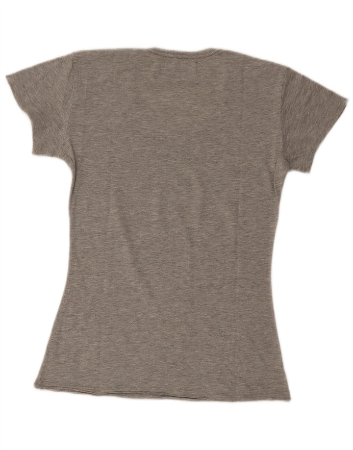 Diesel Dame Grafisk T-Shirt Top UK 8 Lille Grå