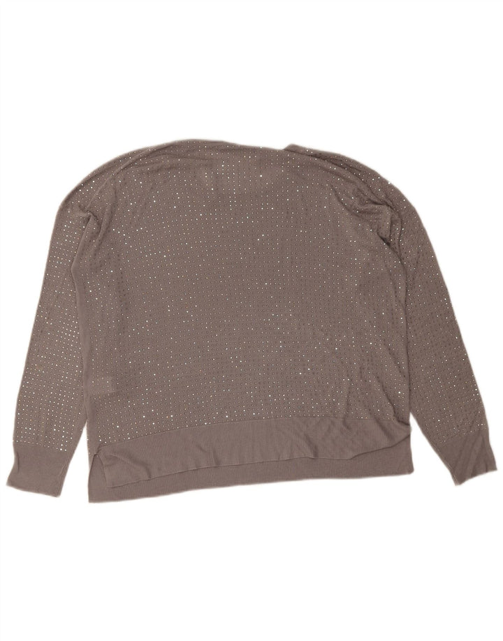 Zara Damebluse Top UK 14 Medium Grey Spotted Viscose