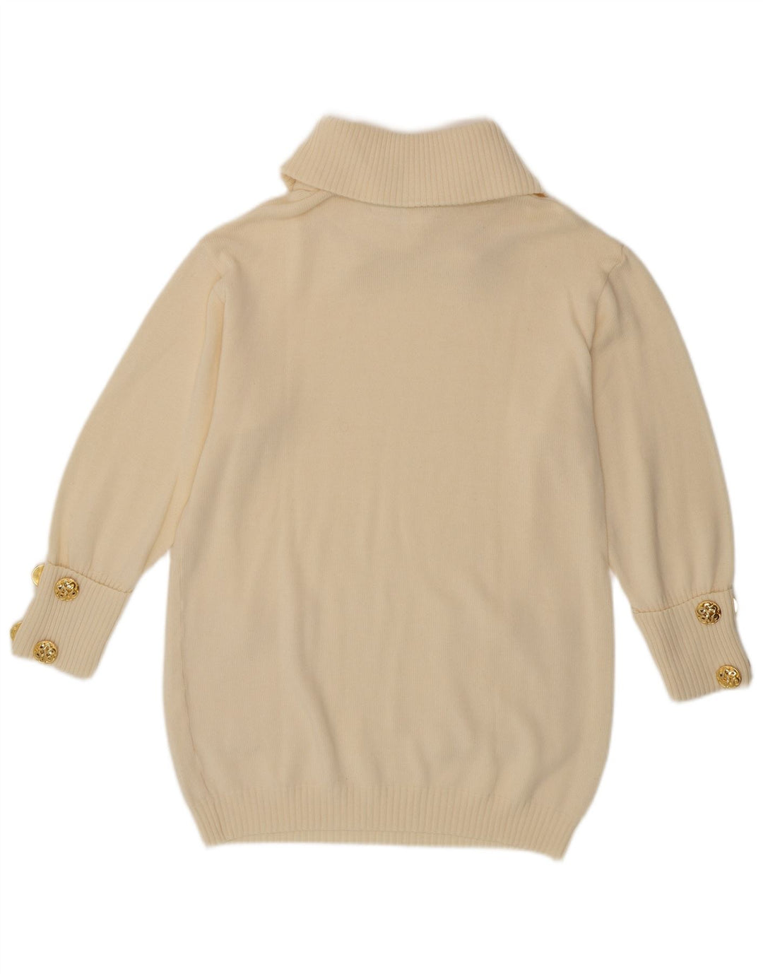 BODE Womens Longline Polo Neck Jumper Sweater UK 16 Large Off White