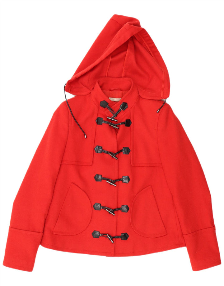 Stefanel Dame Hætte Duffle Jacket IT 48 XL Rød Virgin Wool