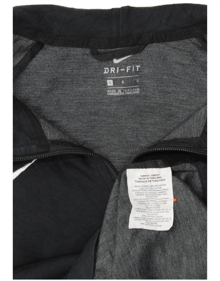Nike hættetrøje med lynlås til kvinder UK 16 Stor sort polyester
