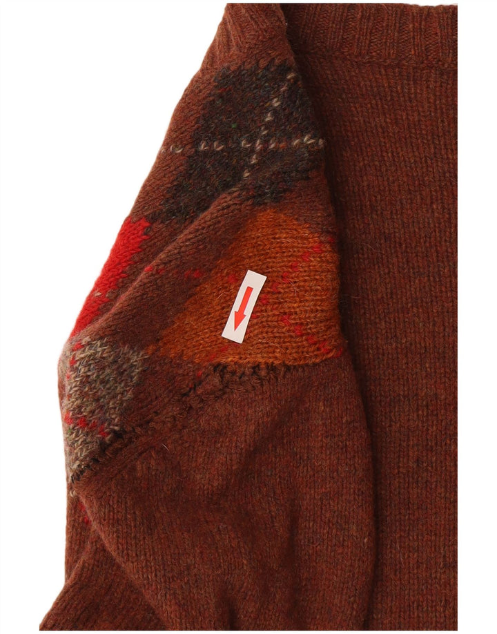 Henry Cottons Dame Cardigan Sweater IT 46 Large Brown Argyle/Diamond
