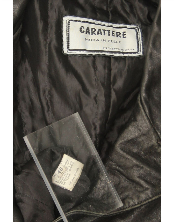 VINTAGE Womens Leather Coat IT 46 Large Black Leather Vintage Vintage and Second-Hand Vintage from Messina Hembry 