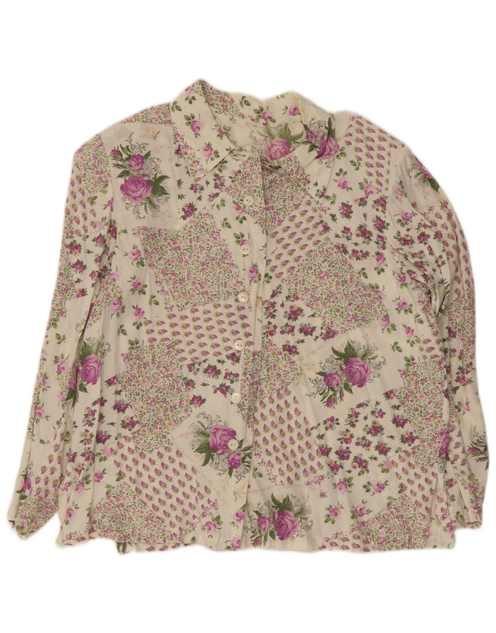Vintage Dameskjorte UK 16 Large Multicolored Floral