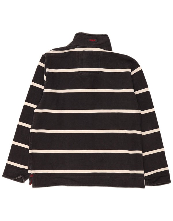 Besætningstøj Herre Zip Neck Sweatshirt Jumper Stor sort stribet bomuld