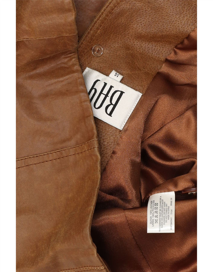 Bay Womens 3-knaps læderblazerjakke UK 14 Stort brunt læder