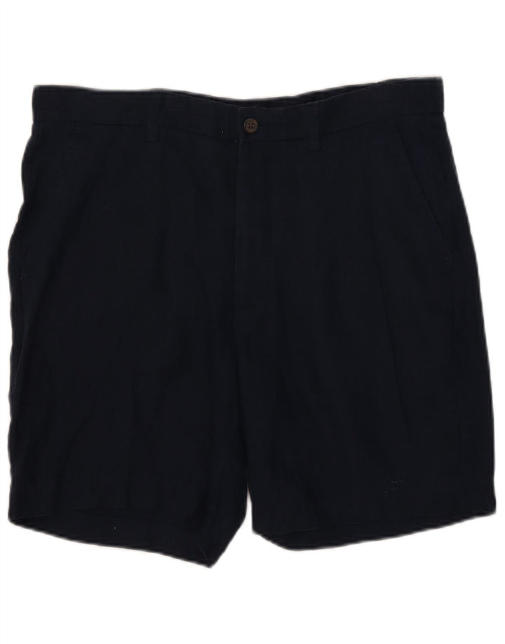 Zara Dame Chino Shorts Large W32 Navy Blue Linen