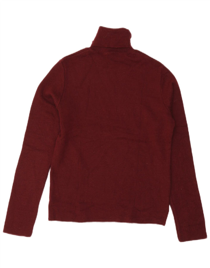 Zara Dame Rullehals Sweater UK 12 Medium Burgundy Wool