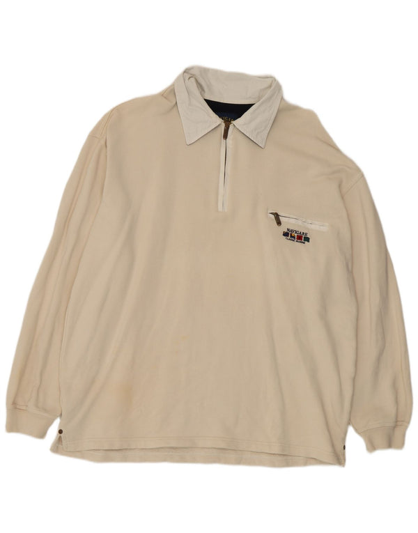 Navigare Langærmet Rugby Polo Shirt XL Beige Bomuld