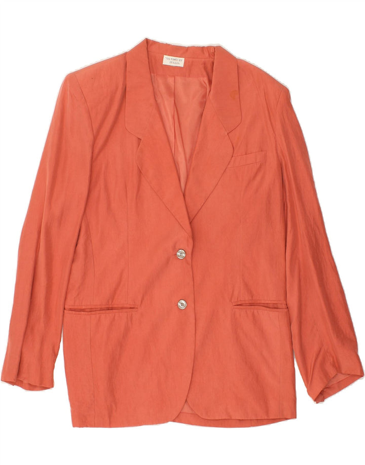 ULTIMO 21 Womens 2 Button Blazer Jacket UK 14 Medium Orange Silk Vintage Ultimo 21 and Second-Hand Ultimo 21 from Messina Hembry 