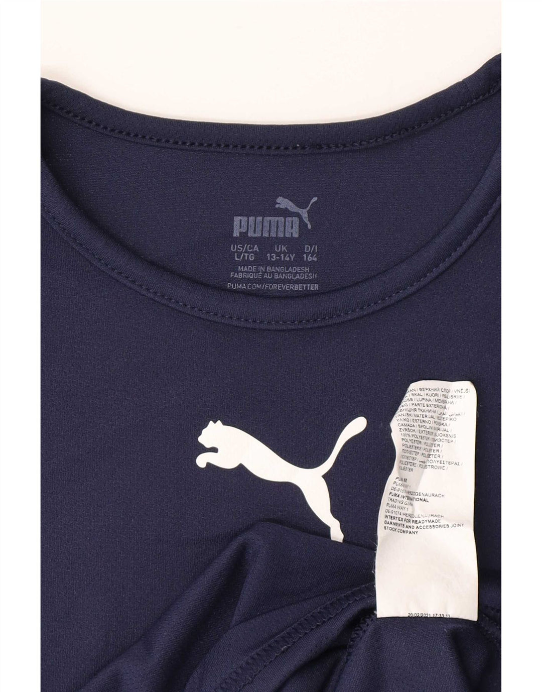 Puma Boys Grafisk T-Shirt Top 13-14 år Navy Blue Colourblock Polyester