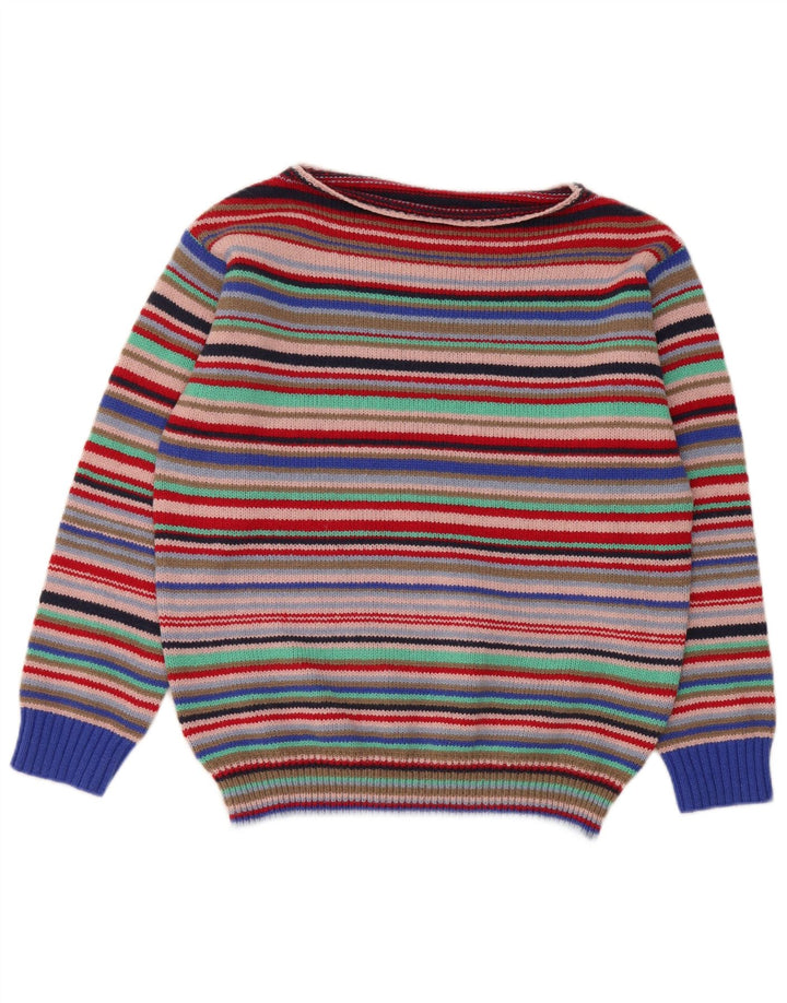 Vintage Dame Boat Neck Jumper Sweater UK 14 Medium Flerfarvet Stribet