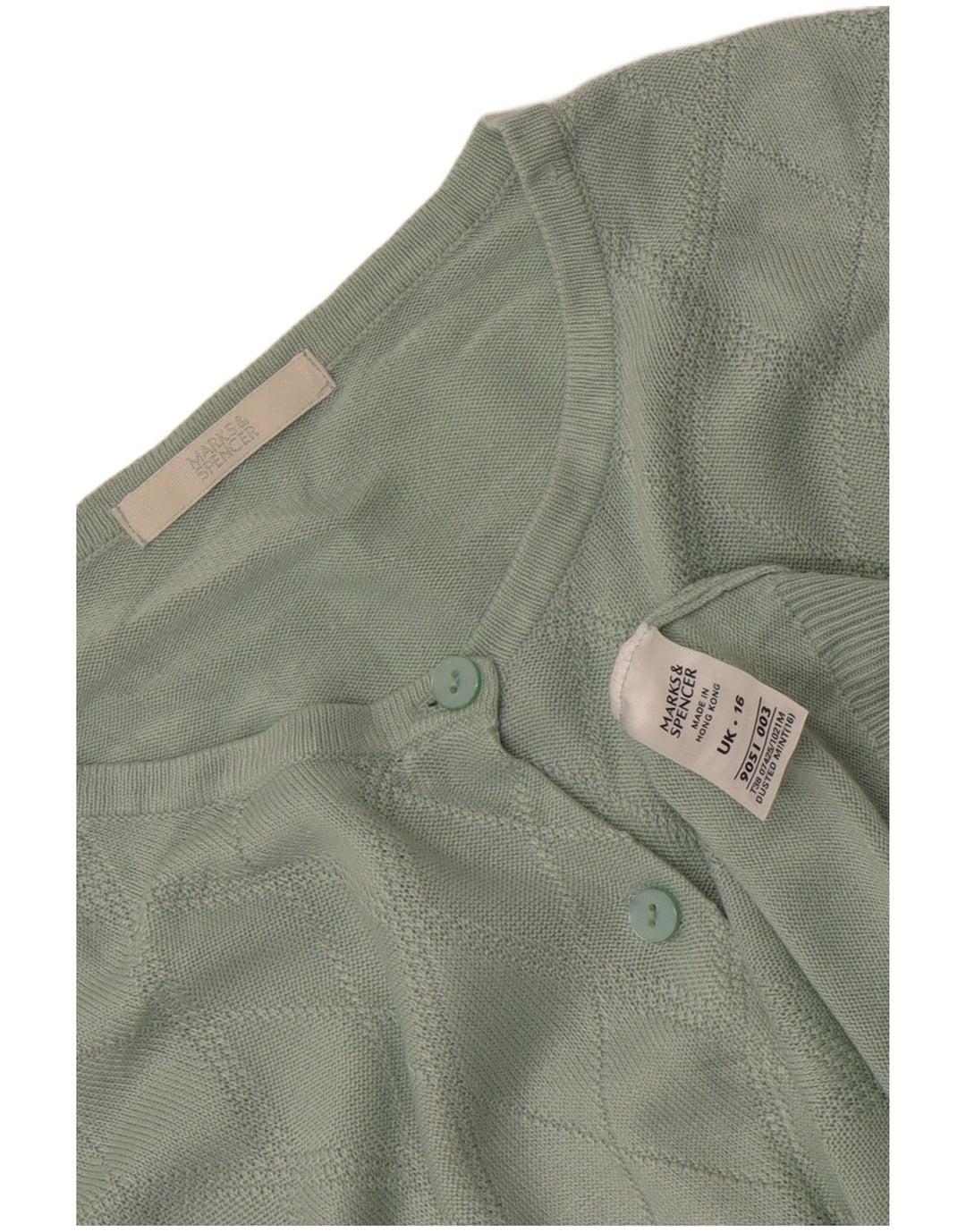 Marks & Spencer Dame Cardigan Sweater UK 16 Large Green Argyle/Diamond