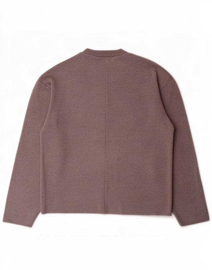 Zara Dame Boat Neck Jumper Sweater UK 16 Large Grå Polyester
