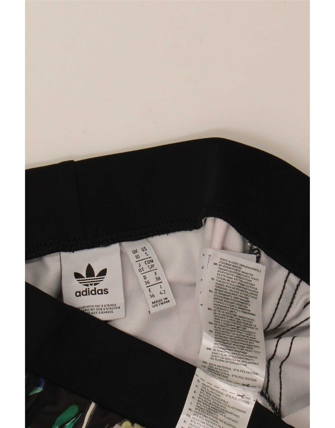 Adidas Dame Leggings UK 10 Small Black Floral Polyester