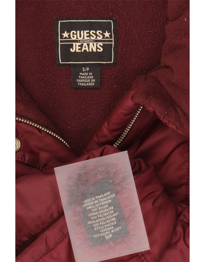 Guess Polstret jakke til kvinder UK 10 Small Burgundy Nylon