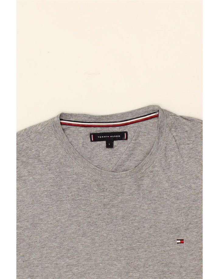 TOMMY HILFIGER Mens T-Shirt Top Large Grey Cotton Vintage Tommy Hilfiger and Second-Hand Tommy Hilfiger from Messina Hembry 