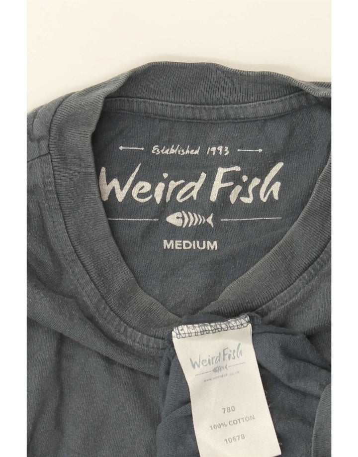 Weird Fish Herre grafisk T-shirt Top mellemgrå bomuld