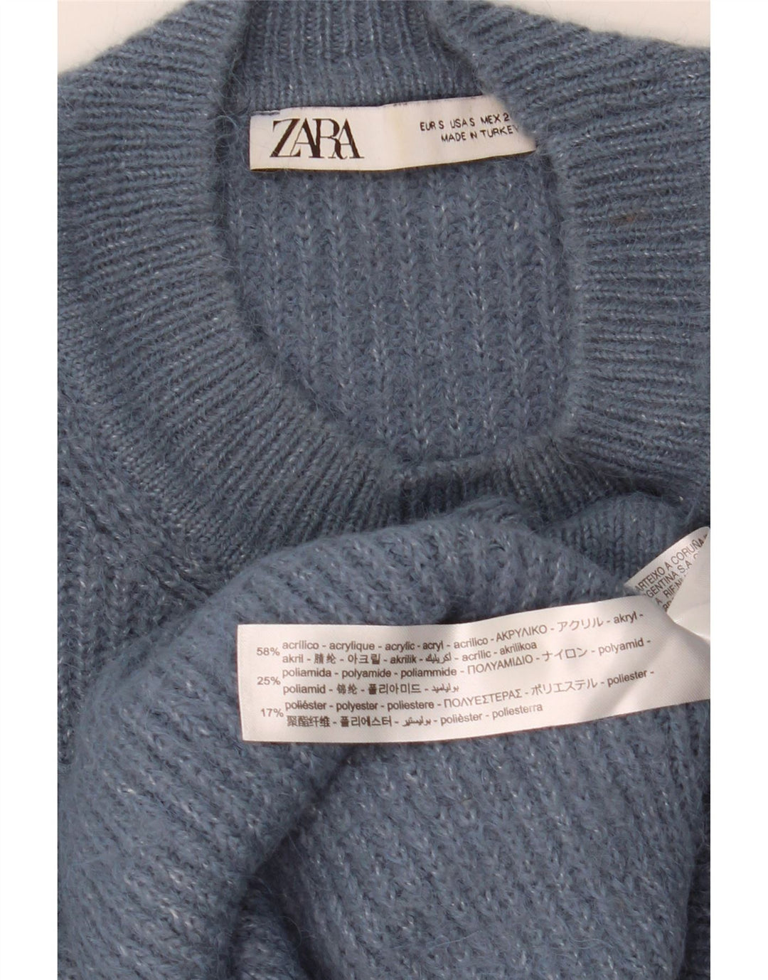 ZARA dame sweater med rund hals i overstørrelse UK 10 lille marineblå
