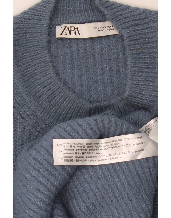 ZARA dame sweater med rund hals i overstørrelse UK 10 lille marineblå