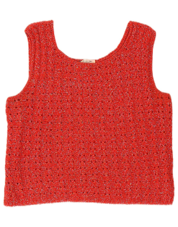 Valentino Womens Crop Knit Bluse Top UK 12 Medium Red