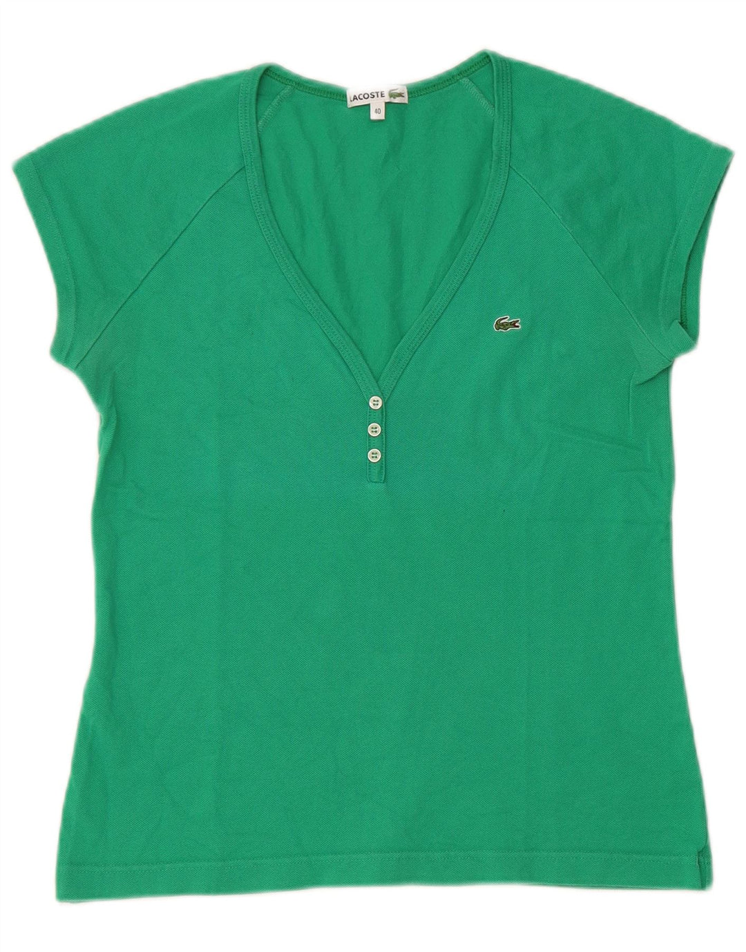 Lacoste Dame T-Shirt Top Størrelse 40 Medium Grøn Bomuld