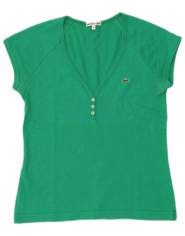 Lacoste Dame T-Shirt Top Størrelse 40 Medium Grøn Bomuld