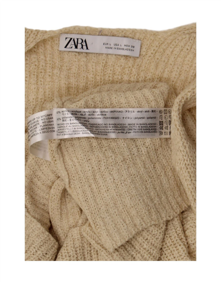 Zara Dame Vest Tank Top UK 14 Stor Beige Akryl