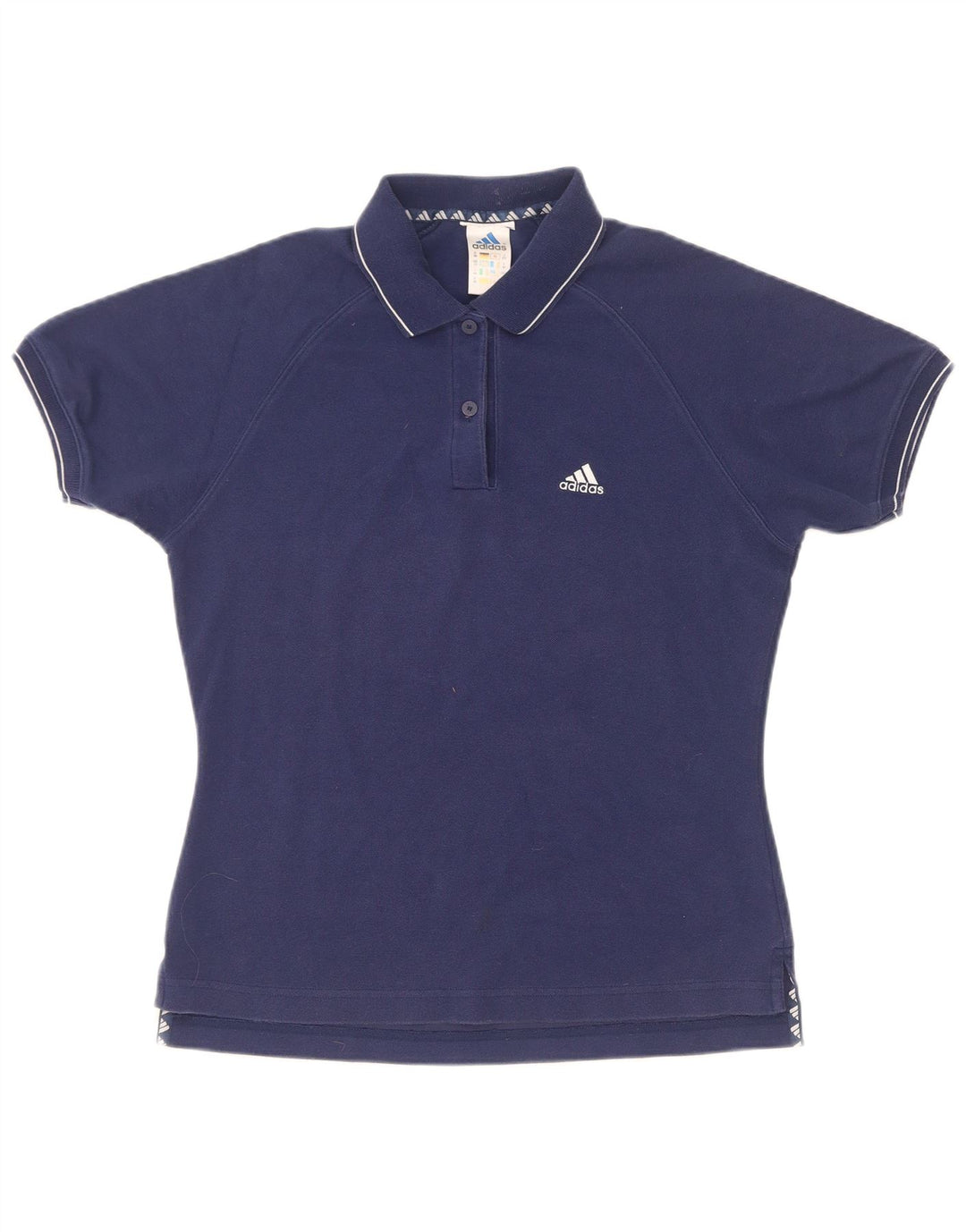 Adidas Dame Polo Shirt UK 12 Medium Navy Blue Bomuld
