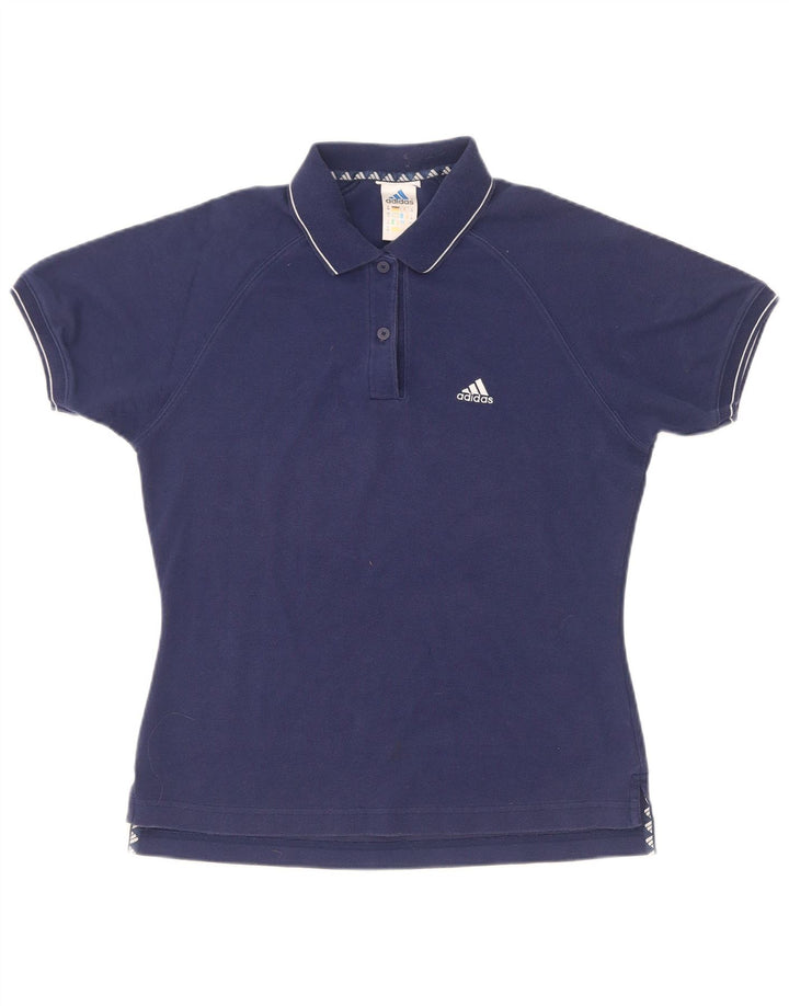 Adidas Dame Polo Shirt UK 12 Medium Navy Blue Bomuld
