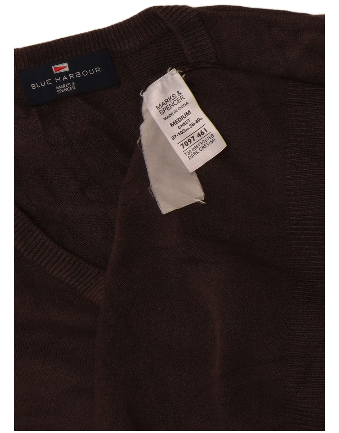 Marks & Spencer Herre Blue Harbor V-hals sweater Medium Brun