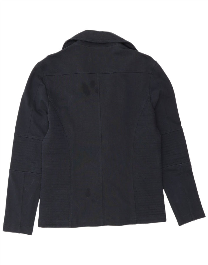 Zara Herre Biker Jacket UK 38 Medium Navy Blue Bomuld